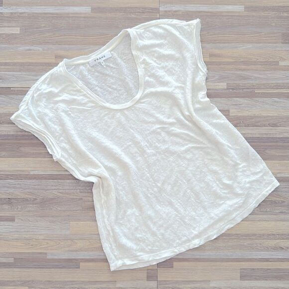 FRAME Easy Scoop Linen Top - Picture 2 of 5